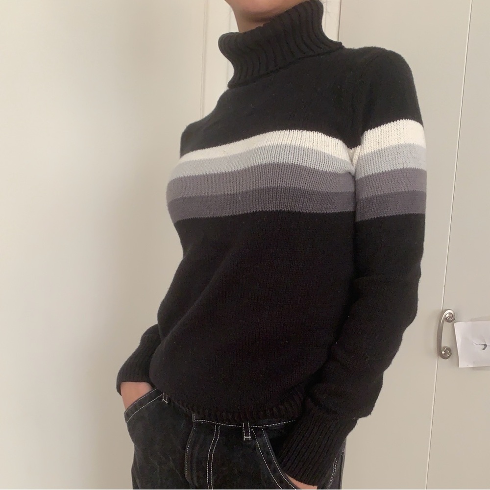 Vintage Y2K Gap Cotton Striped Turtleneck Knit Sweater